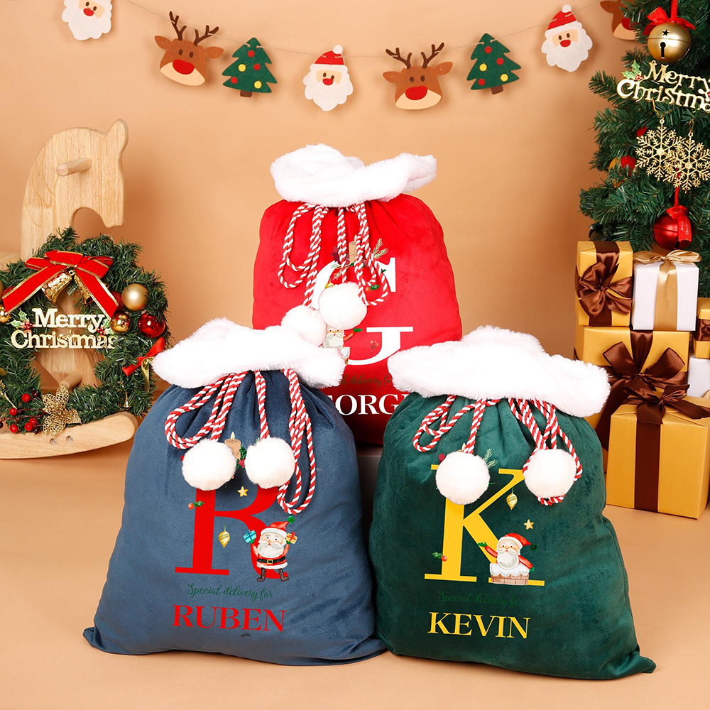 Personalized Christmas Velvet Santa Sack for Gifts | MCGift186