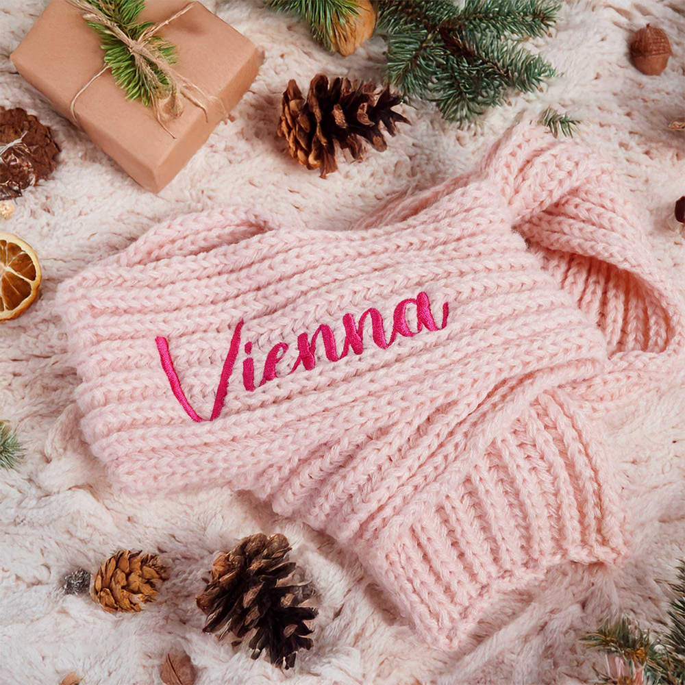 Personalized Embroidery Handmade Knitted Kid Scarf | HSKid68
