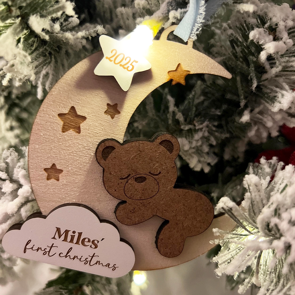 Personalized Baby First Christmas Lovely Moon Bear Ornament | MCGift190