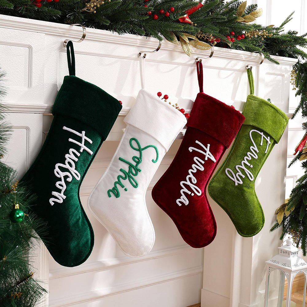 Personalized Hand Embroidery Velvet Christmas Stocking | MCGift192
