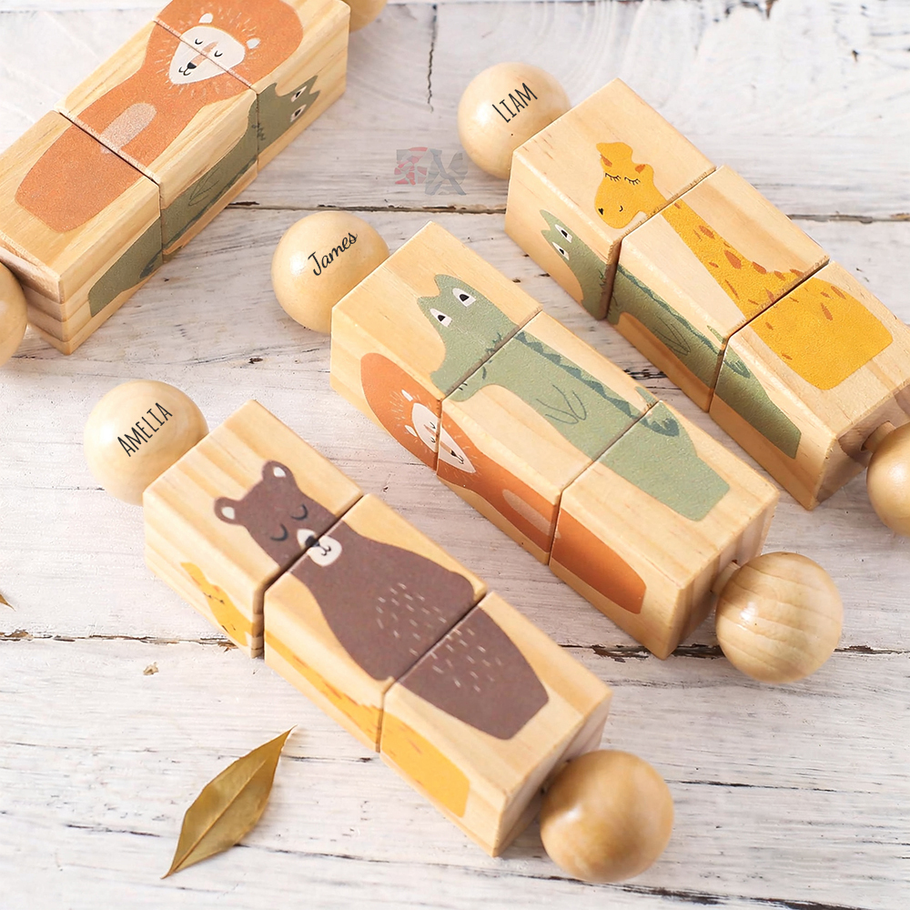 Personalized Wooden Multifunctional Rotating Animal Toy Rattle | CWToy160