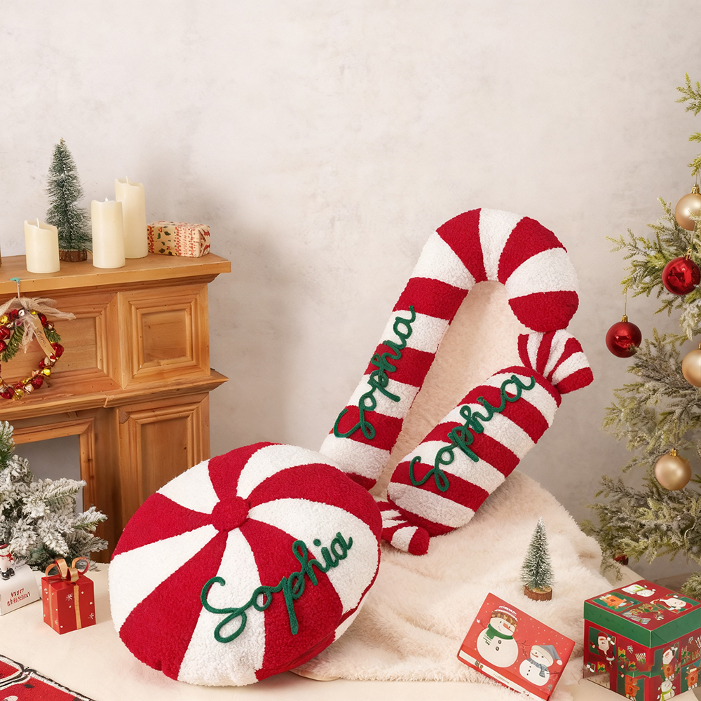 Personalized Hand Embroidery Christmas Candy Pillows | MCGift196