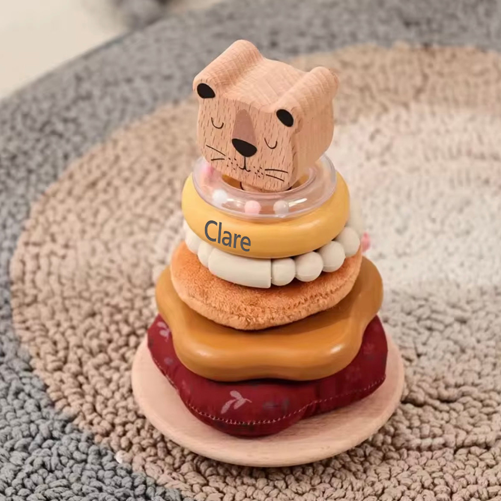 Personalized Wooden Lion Stacking Tower Exercises Toys | CWToy161