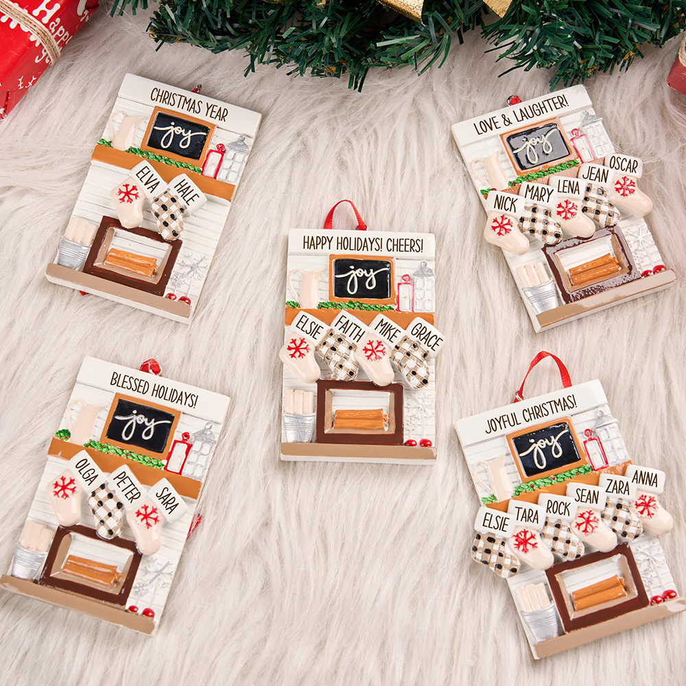 Personalised Fireplace Family Christmas Ornament | MCGift201