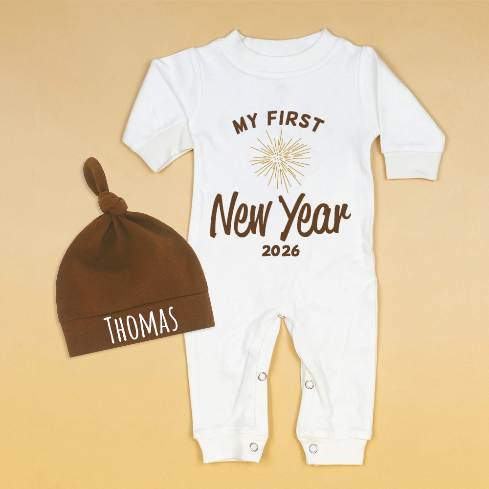 Personalized Baby 1st New Year Romper and Hat Set | CWBaby128