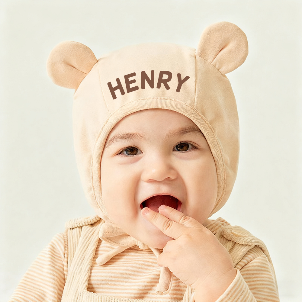 Personalized Lovely Bear Ear Protection Warm Hat | HSKid74