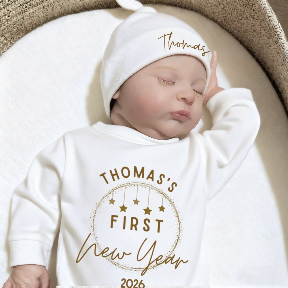 Personalized Baby 1st New Year Romper and Hat Set | CWBaby342