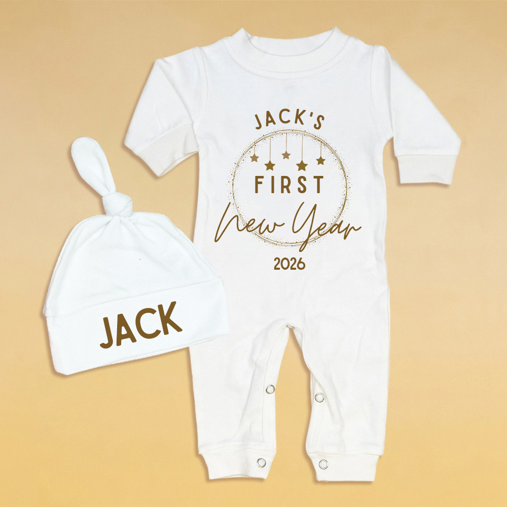 Personalized Baby 1st New Year Romper and Hat Set | CWBaby342