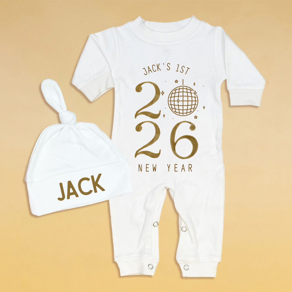 Personalized Baby 1st New Year Romper and Hat Set | CWBaby343