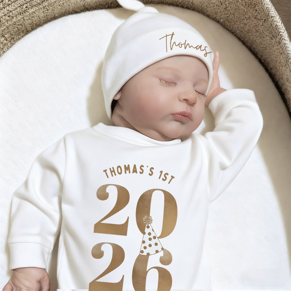 Personalized Baby 1st New Year Romper and Hat Set | CWBaby344