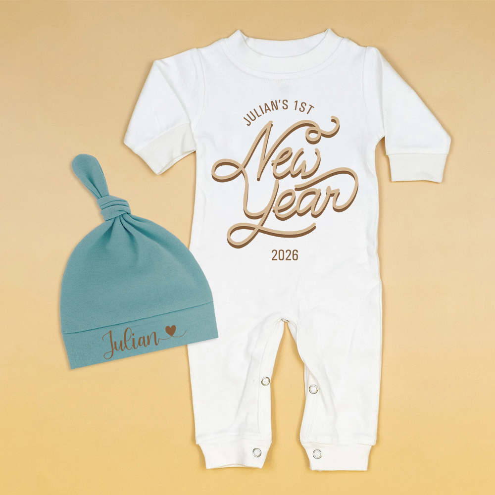 Personalized Baby 1st New Year Romper and Hat Set | CWBaby345