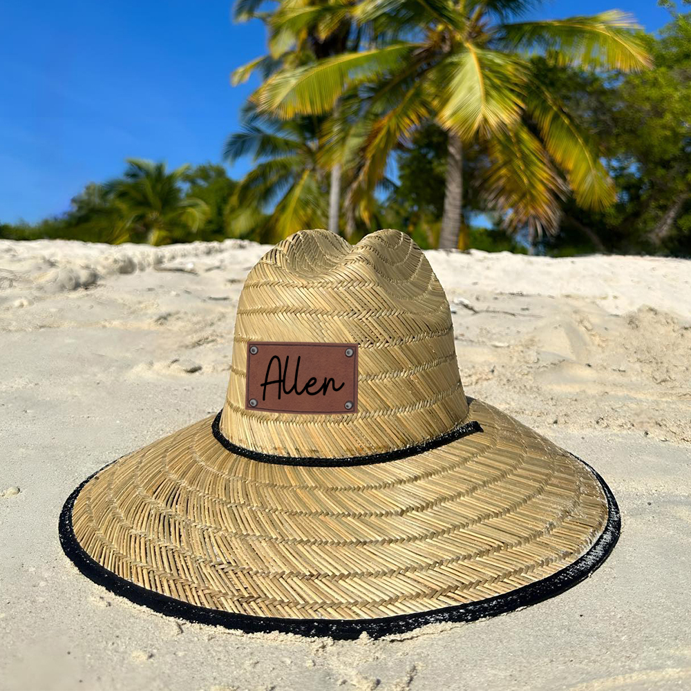 Personalized Summer Leather Patch Straw Hat for Comfort & Unique | CWBeach65