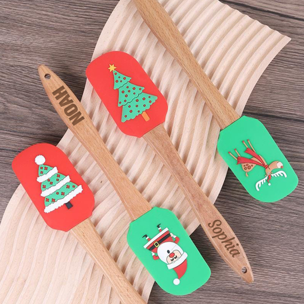Personalized Christmas Wood Handle Silicone Kitchen Tool | MCGift230