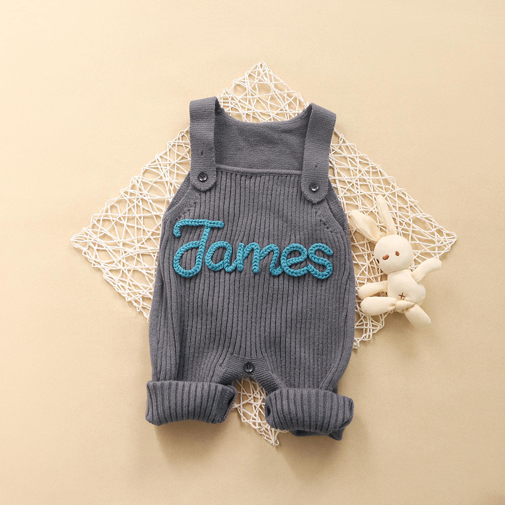 Personalized Hand Embroidered Baby Dungarees Romper | CWBaby356