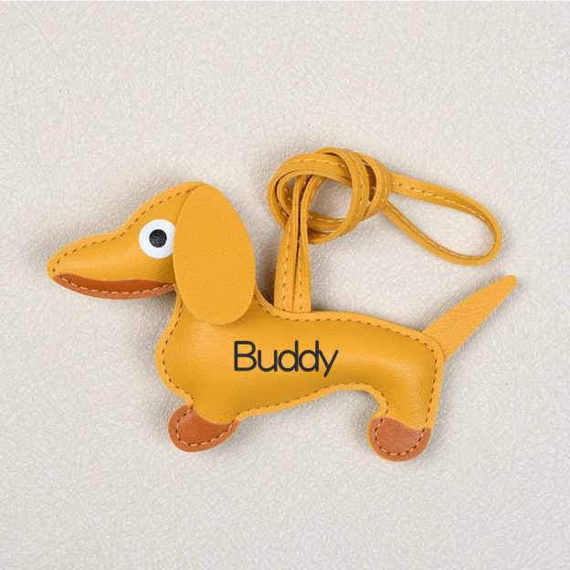 Personalized Lovely Leather Dachshund Keychain | CWGift08
