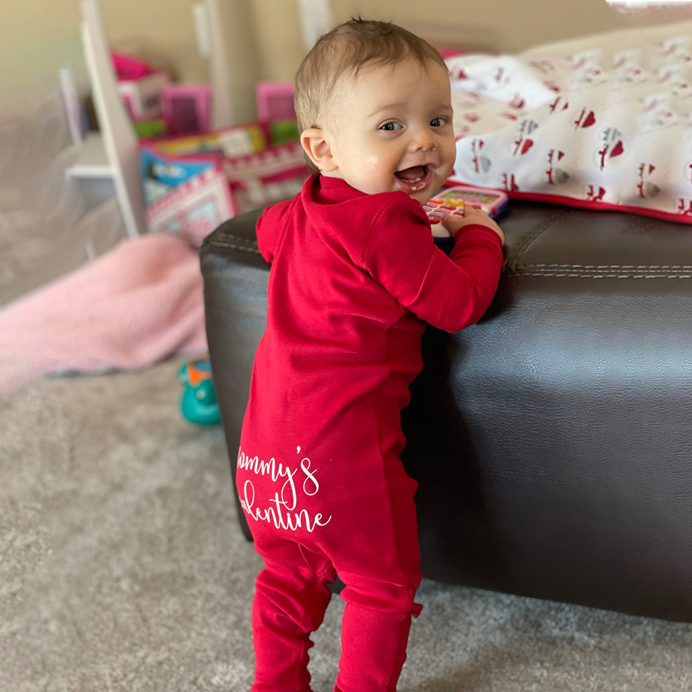 Personalized Baby First Valentine's Cozy Soft Long Sleeve Romper | ValGift03