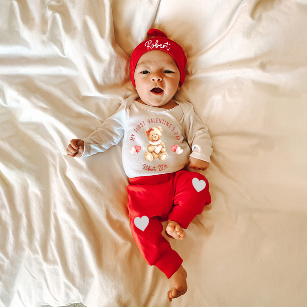 Personalized Baby 1st Valentines Day Outfit Set | ValGift04