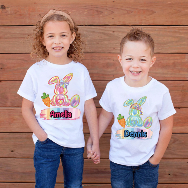 Personalized Kid Cozy Soft Easter Bunny T-Shirt | inTee13