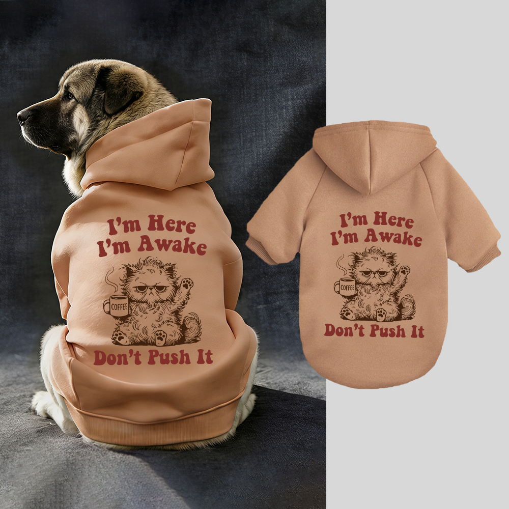 I'M HERE I'M AWAKE DON'T PUSH IT Puppy Hoodie | BKPet328