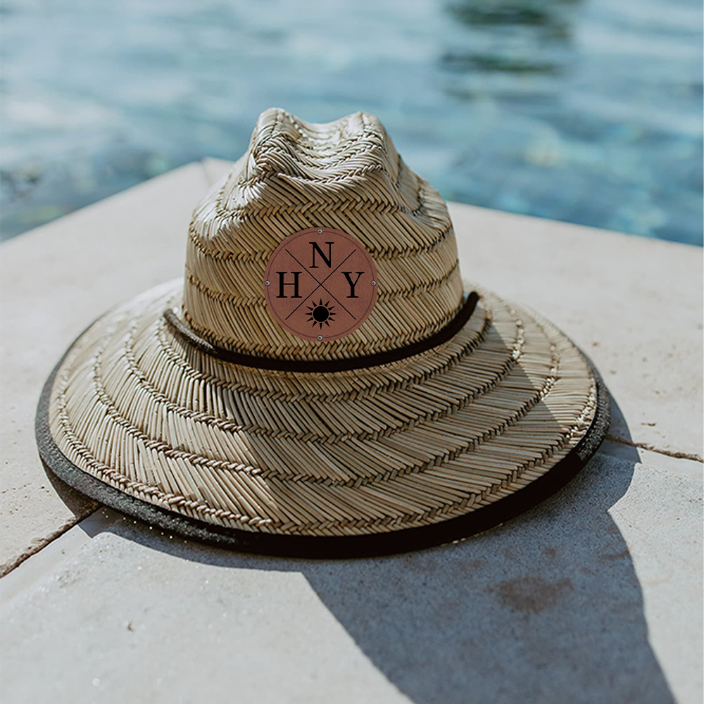Personalized Summer Leather Patch Straw Hat for Comfort & Unique | CWBeach81