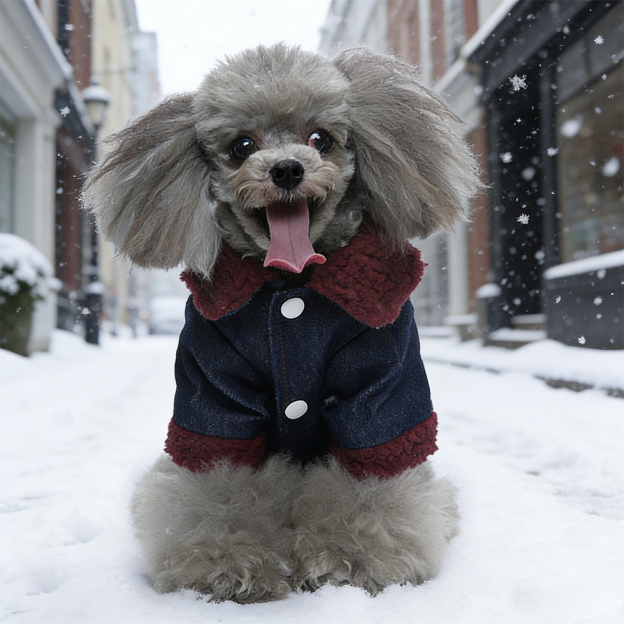 Personalized Pet Winter Warm Sherpa Denim Jacket | BKPet344