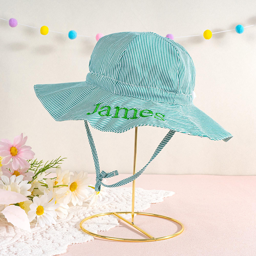 Personalized Embroidery Lovely Stripes Sun Protection Hat | CWBeach211