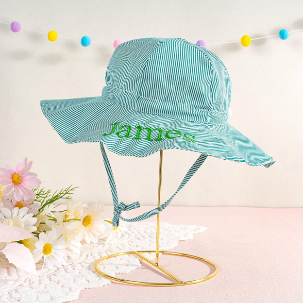 Personalized Embroidery Lovely Stripes Sun Protection Hat | CWBeach211