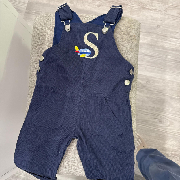 Personalized Embroidery Corduroy Baby Suspenders Jumpsuit | CWBaby387