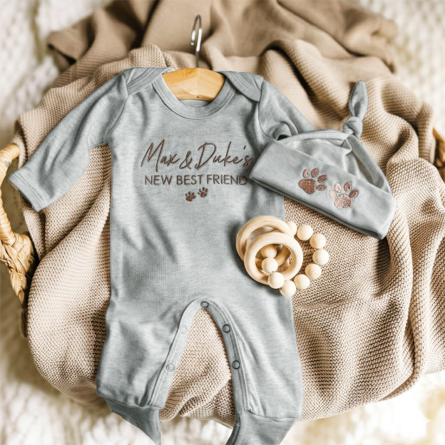 Personalized Embroidery Baby Coming Home Romper and Hat Set | CWBaby389