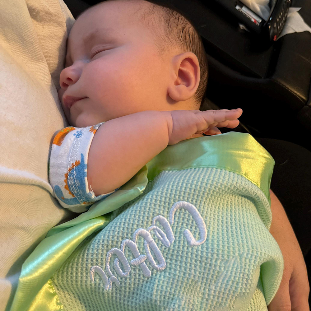 Personalized Embroidered Soft Satin Trim Waffle Baby Blanket | CWBaby397