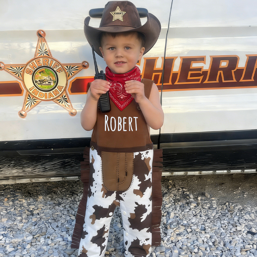 Personalized Toddler Cowboy Brown Western Rodeo Outfit Set | CWBaby400