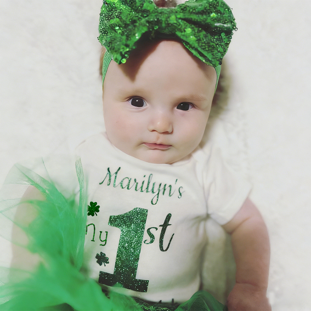 Personalized Baby Girl First St. Patrick's Day Outfit Set | CWBaby402