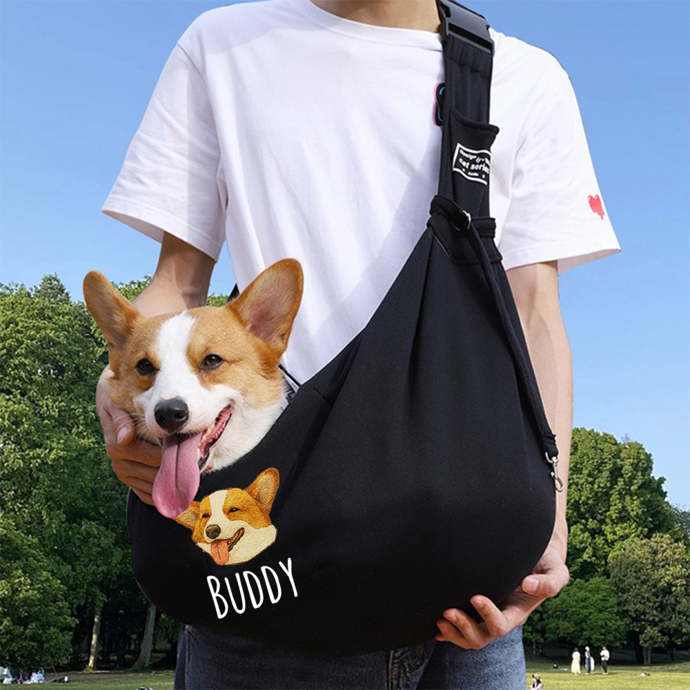 Personalized Pet Portraits Photo Hands Free Sling Carrier | BKPet390