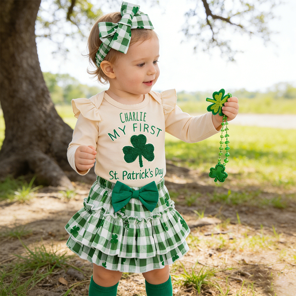 Personalized Baby Girl First St. Patrick's Day Outfit Set | CWBaby416