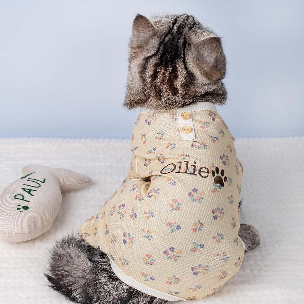 Personalized Embroidery Pet Cozy Cotton Sleepwear Pajamas | BKPet397