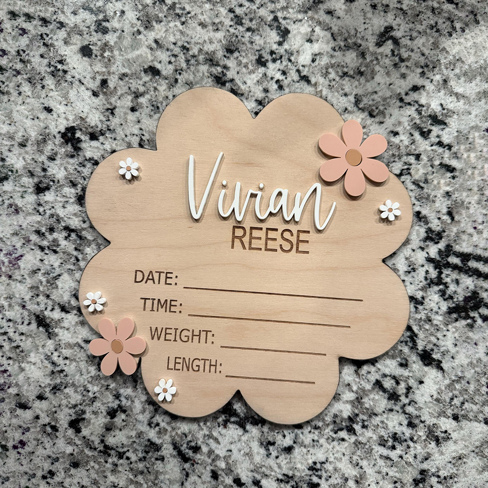 Personalized Wooden Baby Birth Announcement Plaques | CWBaby417