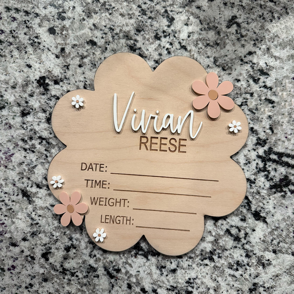 Personalized Wooden Baby Birth Announcement Plaques | CWBaby417