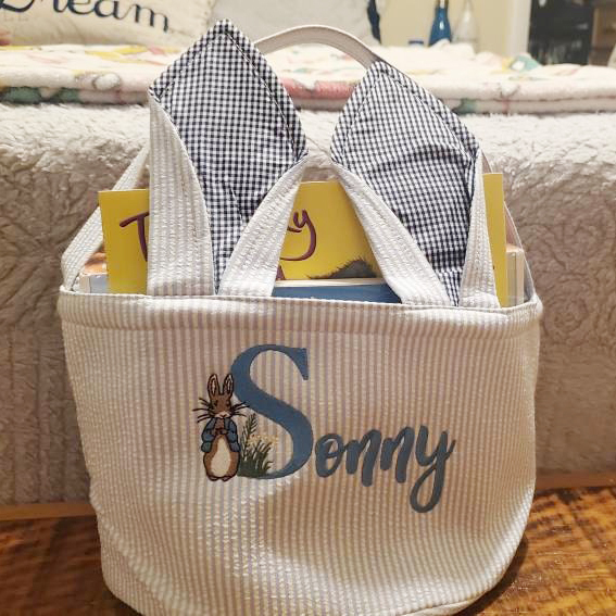 Personalized Embroidered Easter Bunny Basket | CWEaster85