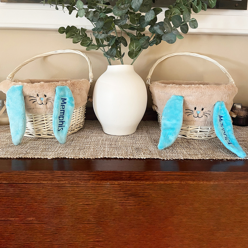 Personalized Embroidered Easter Bunny Basket Liner (Not Include Basket) | CWEaster86