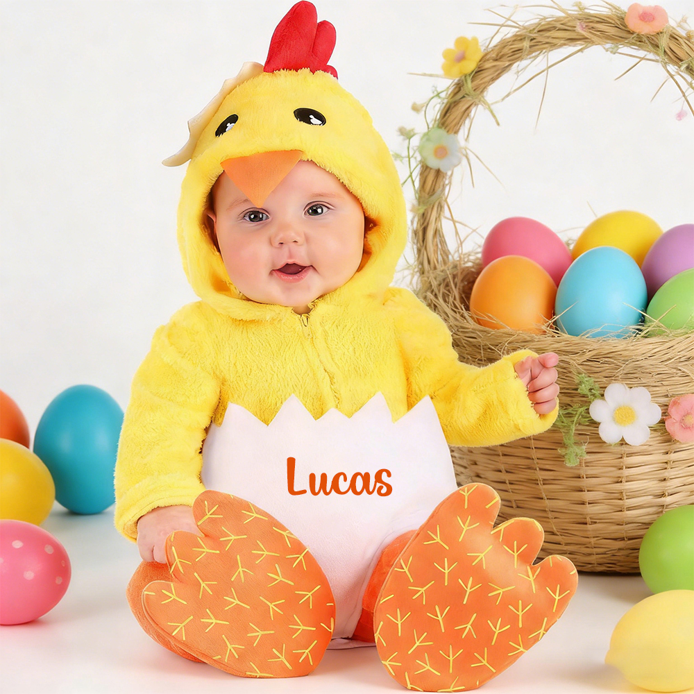 Personalized Easter Chicks Hatching Egg Romper with Shose | CWBaby433