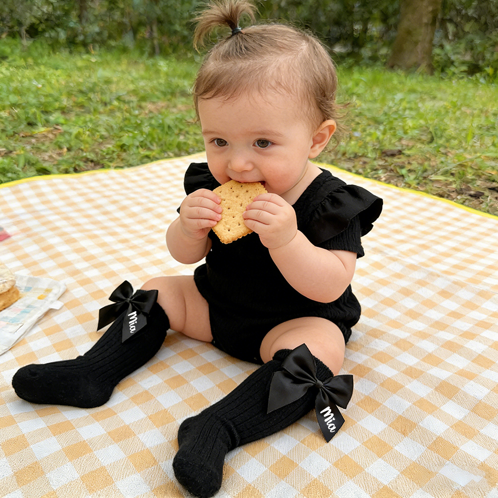 Personalized Baby Girl Satin Bow Socks | CWBaby434