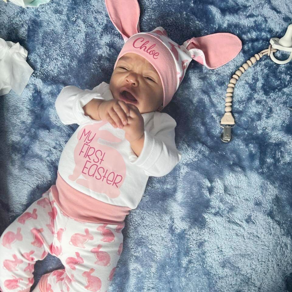 Personalized Baby Girl My First Easter Bunny Outfit | CWBaby439