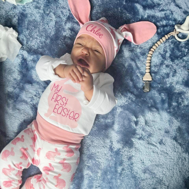 Personalized Baby Girl My First Easter Bunny Outfit | CWBaby439