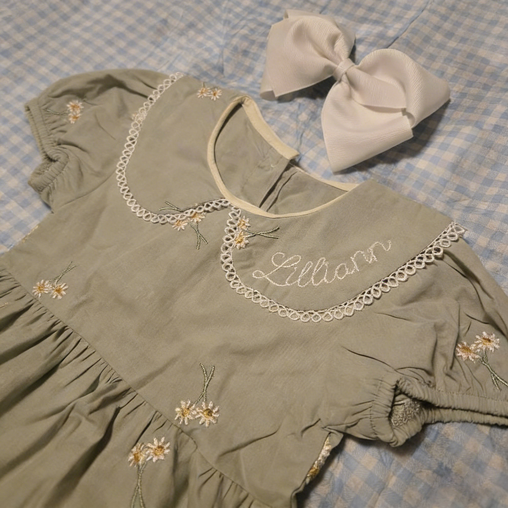 Personalized Girl's Monogrammed Floral Cotton Dress | CWBaby440
