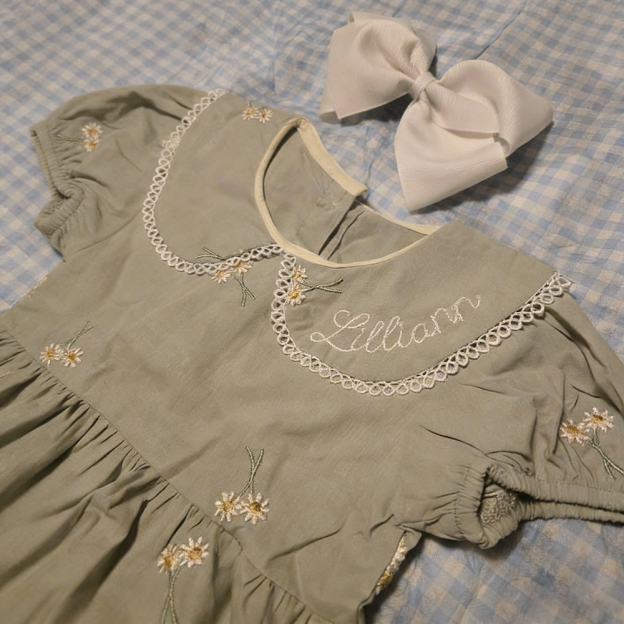 Personalized Girl's Monogrammed Floral Cotton Dress | CWBaby440