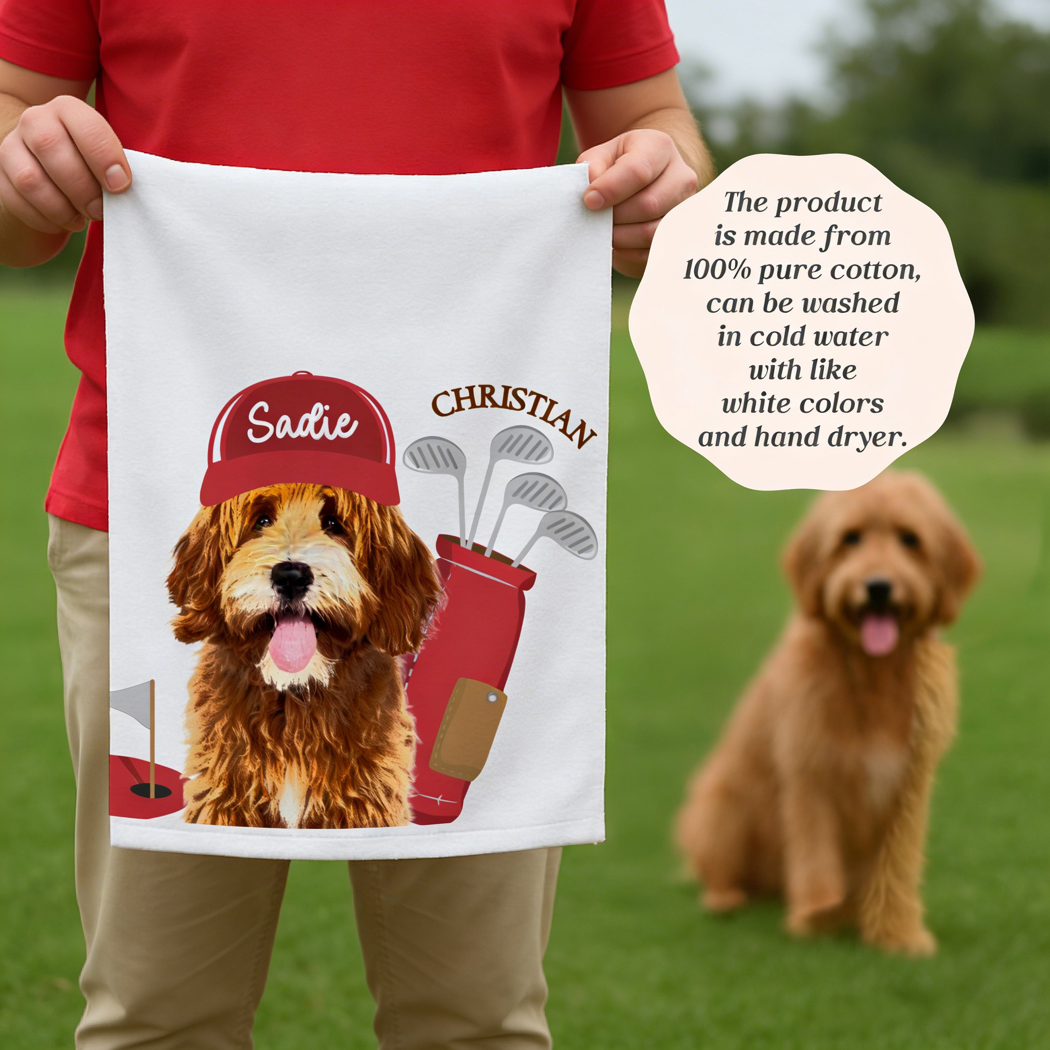 Personalized Pet Portrait Golf Towel For Golf Lover | CWGift36