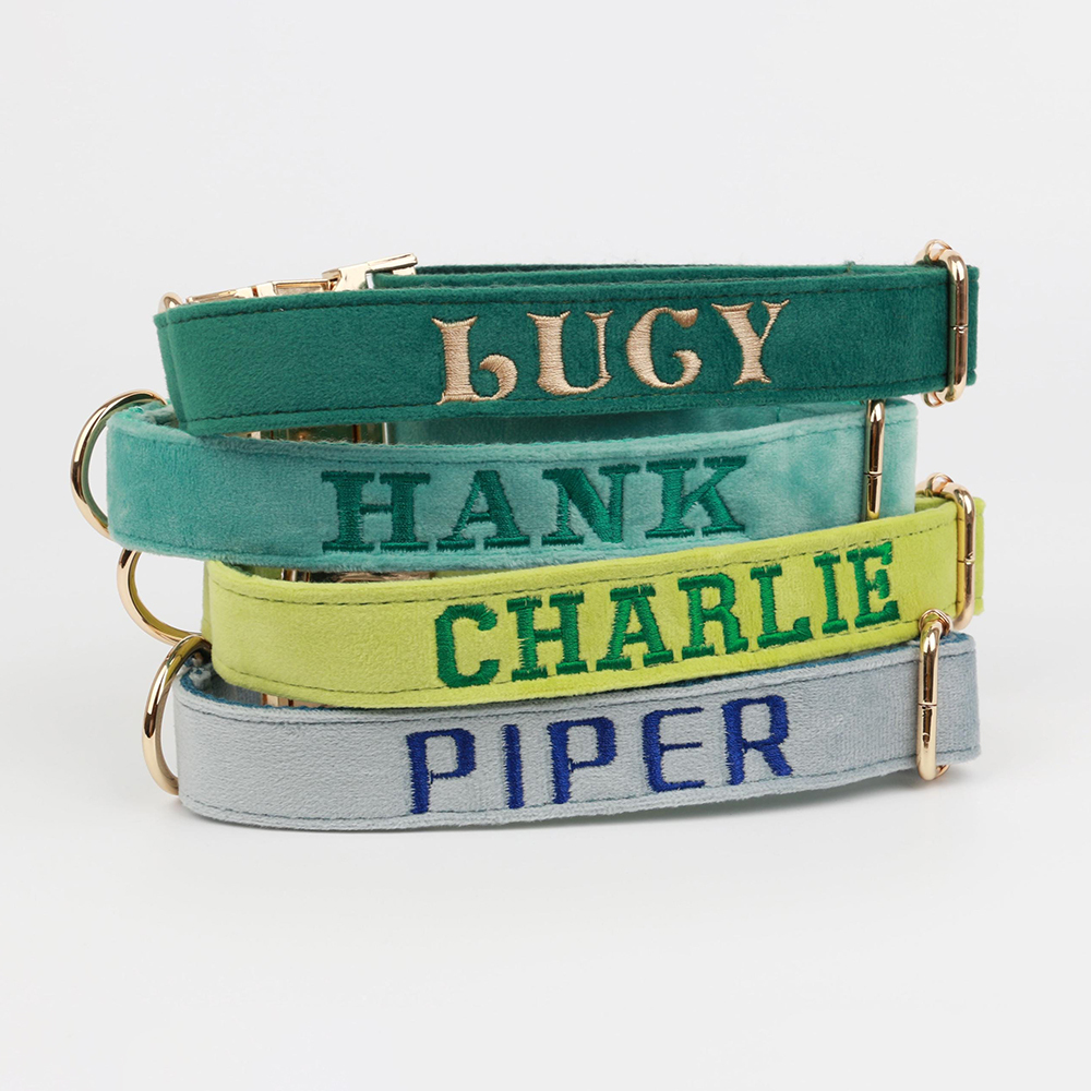 Personalized Embroidered Adjustable Velvet Pet Collar | BKPet425