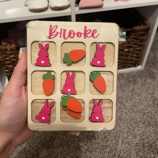 Personalized Kid Wooden Easter Gift Tic Tac Toe | CWEaster94