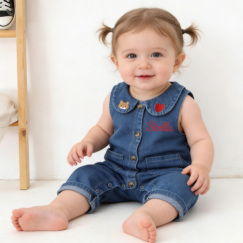 Personalized Baby Lovely Cozy Denim Overalls | CWBaby455