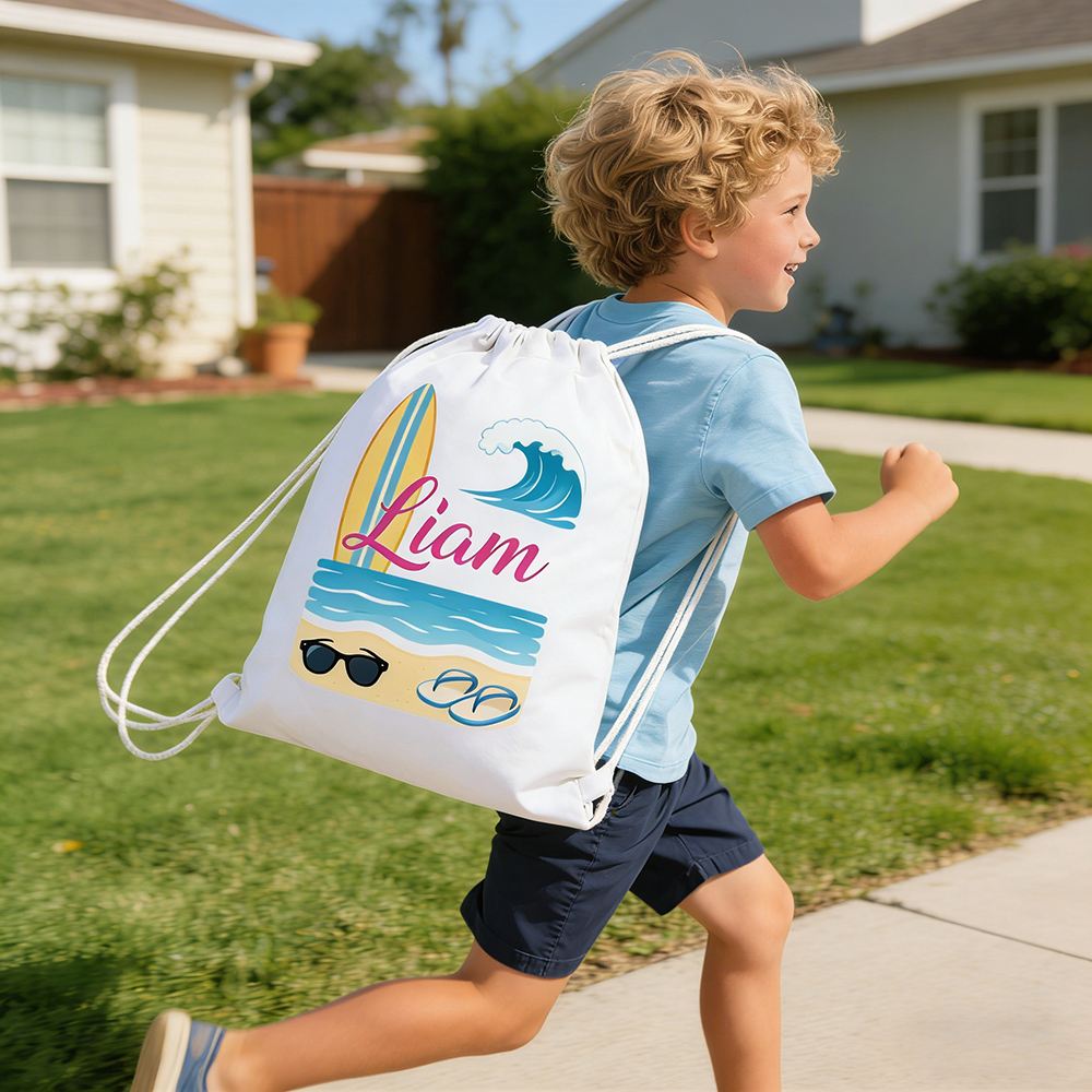 Personalized Kid Summer Beach Drawstring Bag | CWBeach220